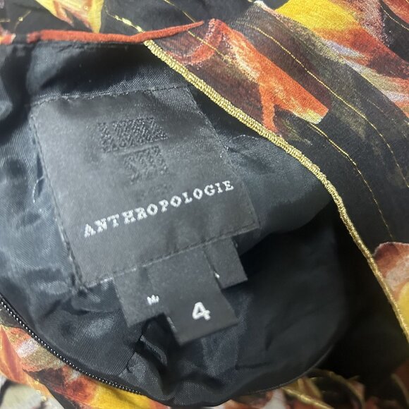 Anna Sui for Anthropologie Halter Dress Black Metallic Silk Floral Size 4 - Picture 5 of 9